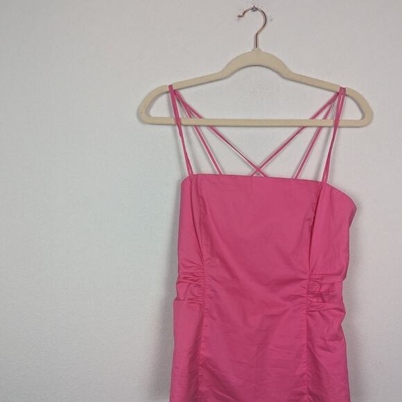 Frame Hot Pink Gathered Strappy Tie-Back Top Size L - Picture 3 of 9